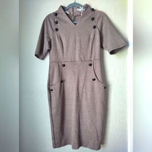 GRACE KARIN Womens A Line Midi Dress Gray  Short Sleeve Pockets Size M